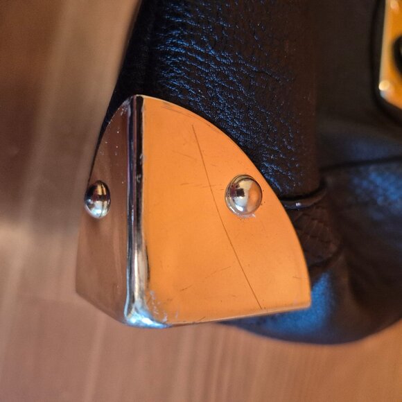 Big black Shoulder handbag purse hard bottom - Picture 6 of 11